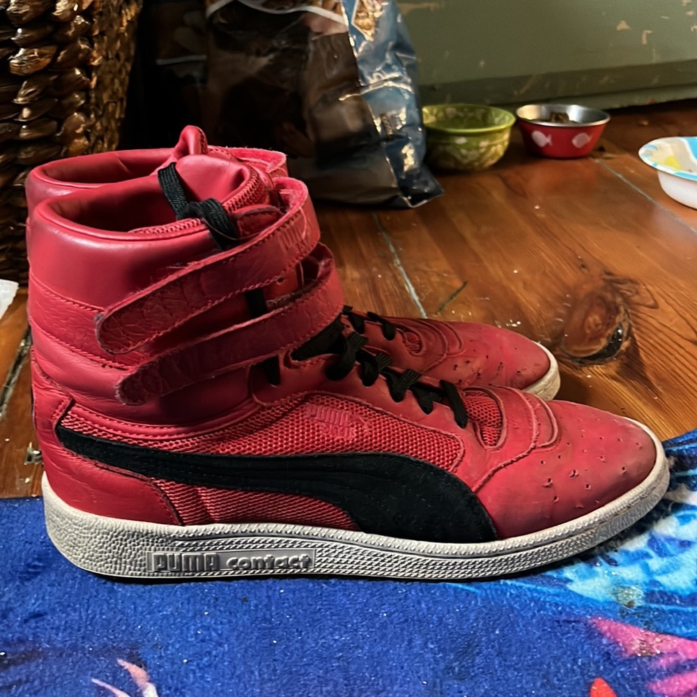 Worn Velcro Puma High Tops